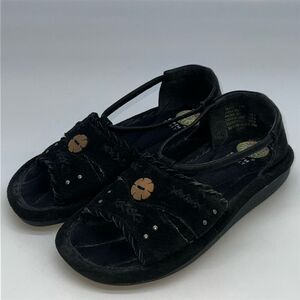 Earth Spirit Women's Black‎ Suede Slip-On Shoes Size 7W Beaded Casual, Leather
